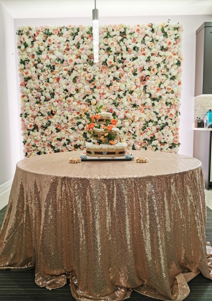 Green Blush Flower Wall rental Toronto for a mirco-wedding