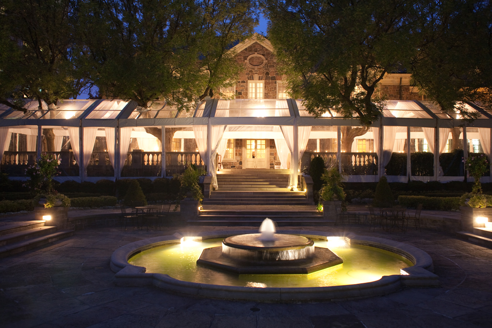 Graydon hall Manor Fountain at night 