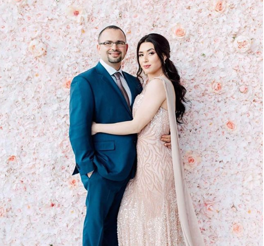 Flower wall toronto engagement photo 