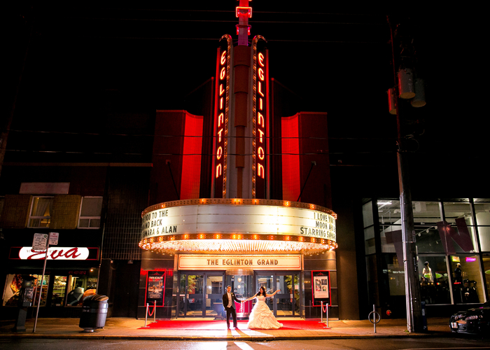 Outside the Eglinton Grand Wedding venue in Toronto 