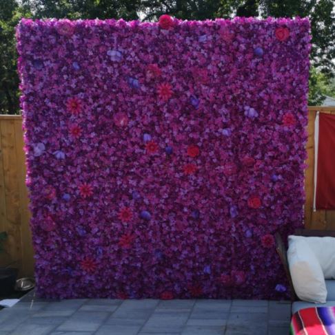 Toronto flower wall rental for fall wedding.  in purple