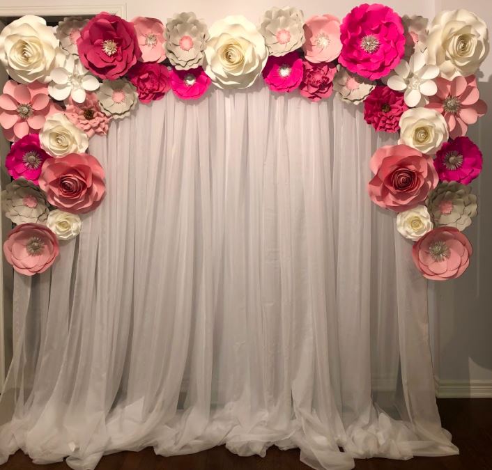 London Farewell party flowerwall back drop with drape