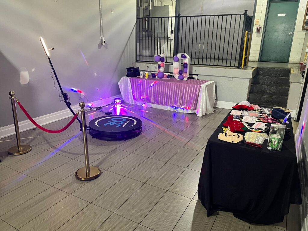 Marquee numbers, 360 video booth and decorations for events
