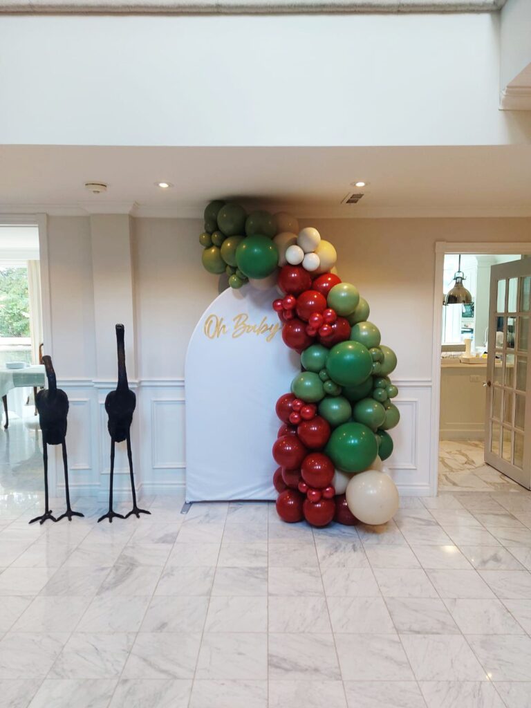balloon garland with a backdrop